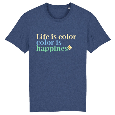 T shirt Bio Homme Bleu Chiné Life is Color