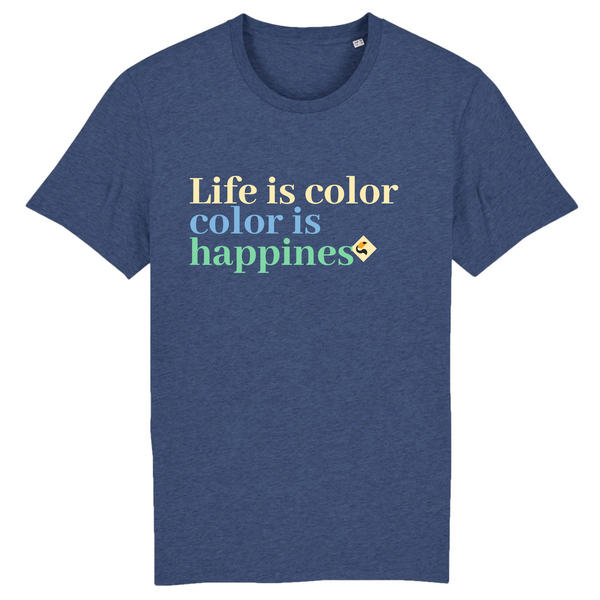 T shirt Bio Homme Bleu Chiné Life is Color