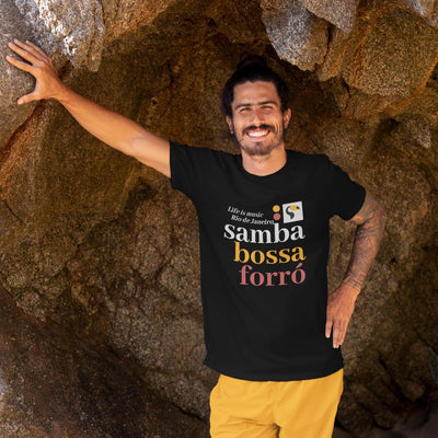 tshirt coton bio homme noir Samba Bossa Forró