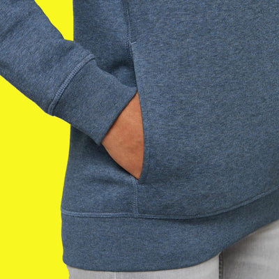 Le sweat à capuche coton bio Femme Bleu Chiné Life is color détail