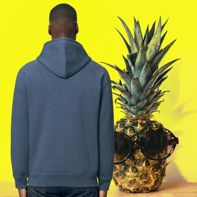 sweat à capuche dos coton bio bleu chine